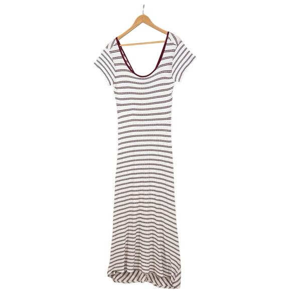 Go Couture Ribbed Stripe Maxi Dress Modal Blend Short Sleeve | XL - Picture 10 of 11